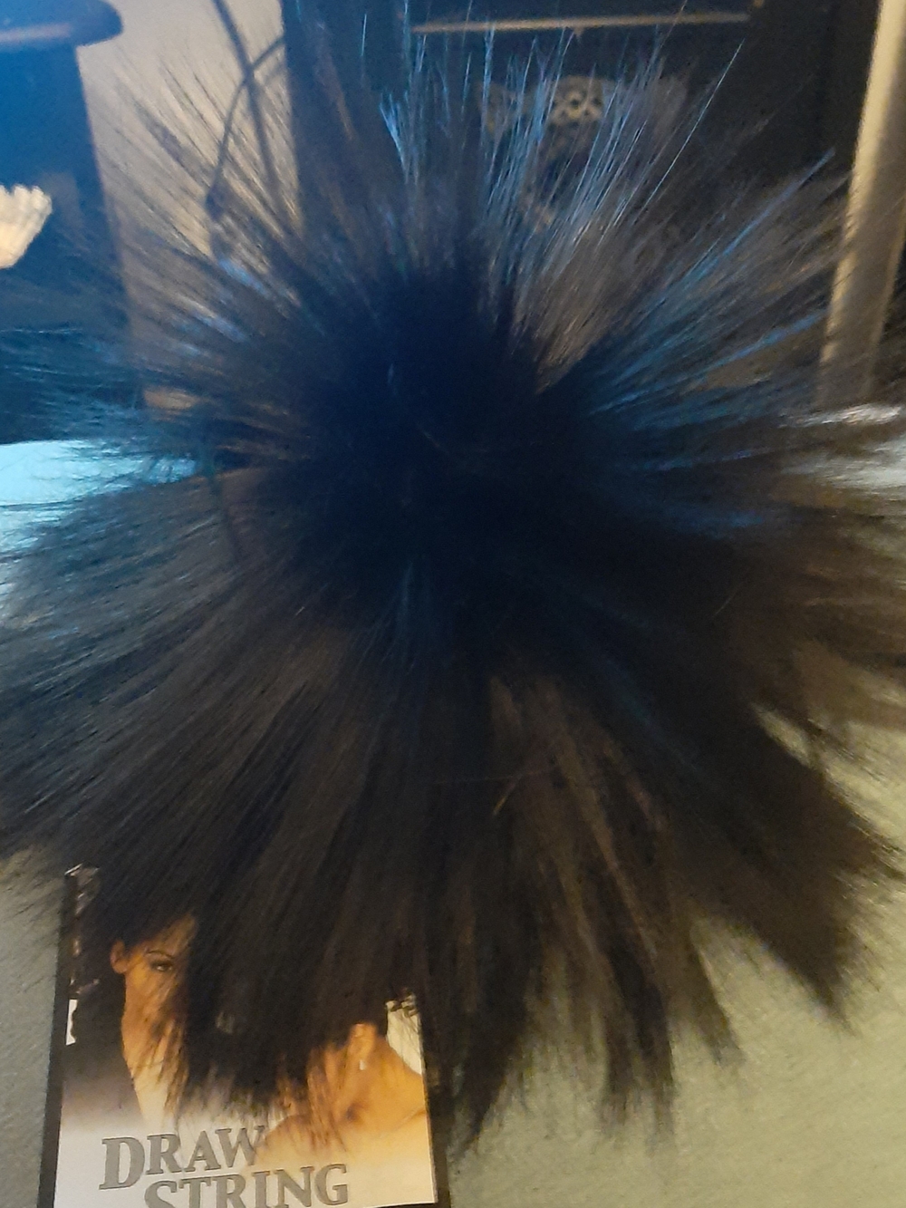 Black Faux Fur Pom Pom Hair Accessory